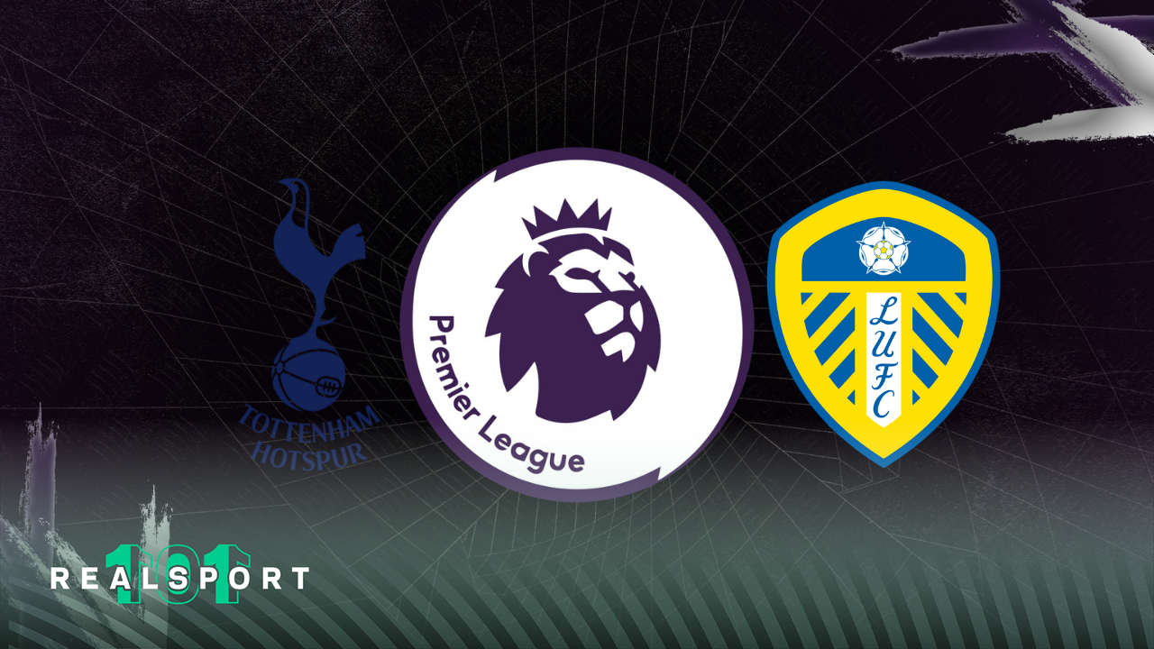 Spurs and Leeds badges with Premier League logo