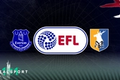 Everton and Mansfield badges with EFL logo