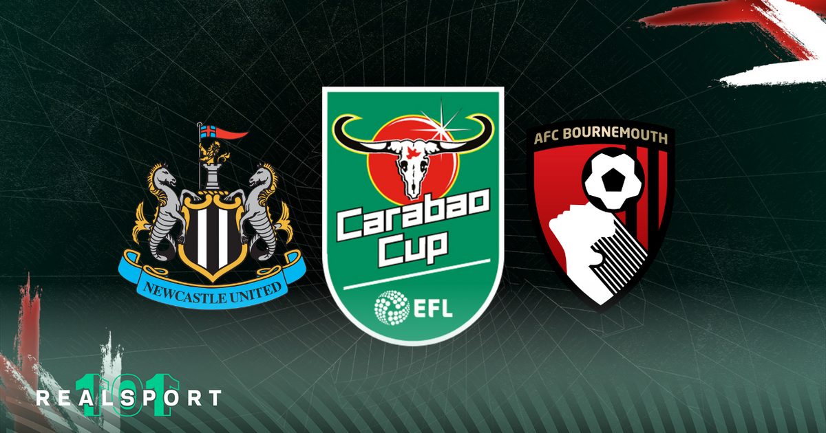 Carabao Cup logo with Newcastle and Bournemouth badges