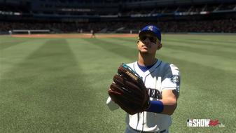 A closeup view of an outfielder in MLB The Show 24