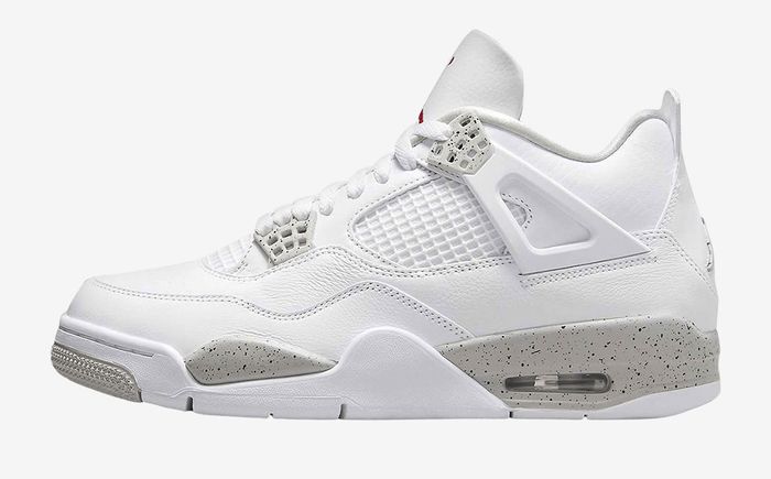 Best Air Jordan 4 product image of a pair of all-white sneakers featuring a red Jordan logo.