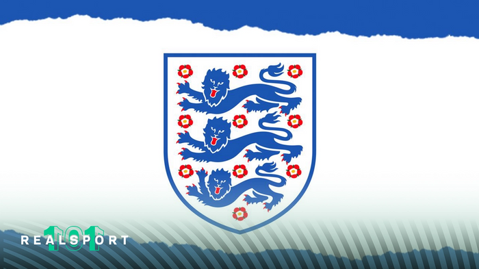 England Three Lions badge with white and blue background