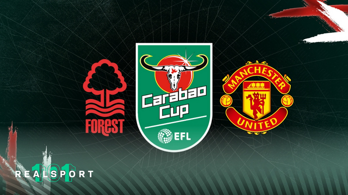 Nottingham Forest and Manchester United badges with Carabao Cup logo 