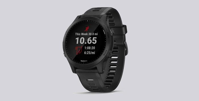 Best running watch Garmin product image of a black watch with information regarding training on the display.