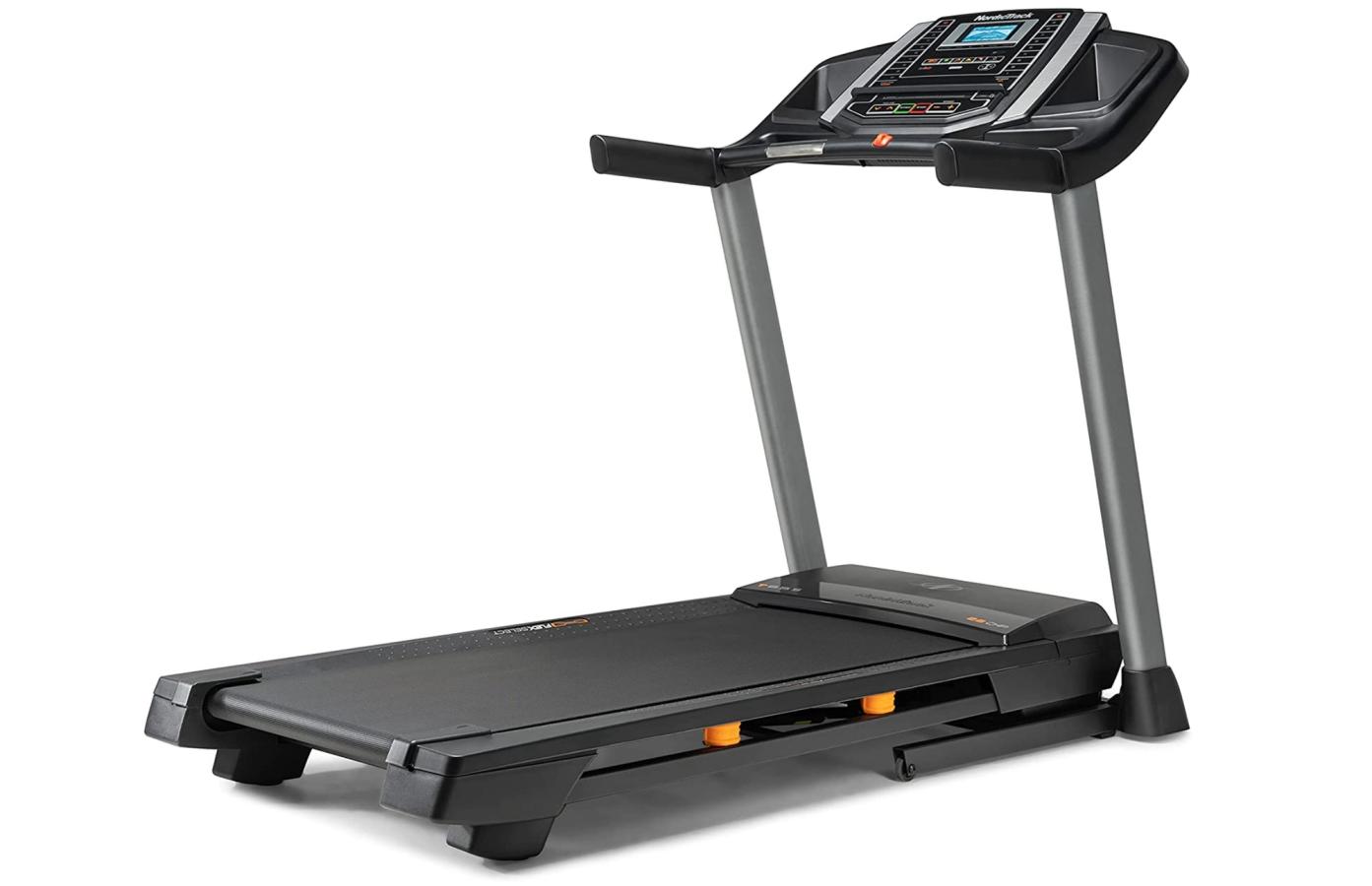 Treadmill vs elliptical NordicTrack product image of a black treadmill.