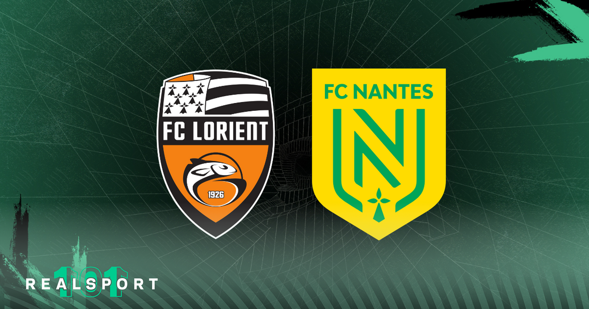 Lorient and Nantes badges with green background