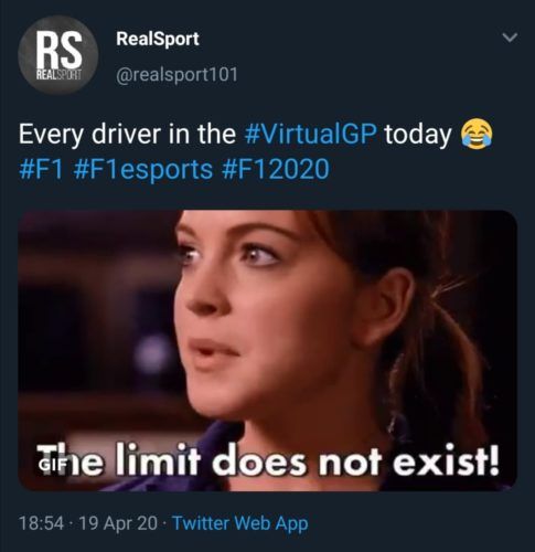 Realsport tweet track limits f1 virtualgp
