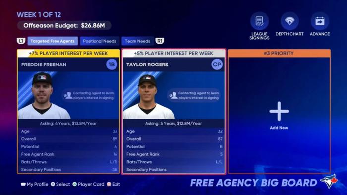 MLB The Show 22 March to October big board