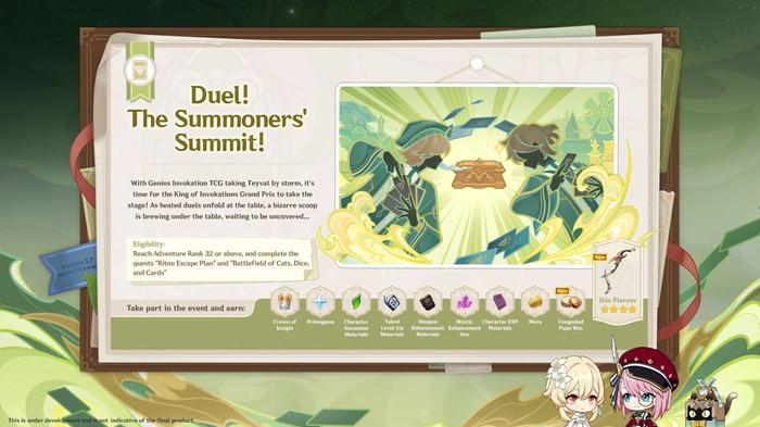 An image of one of the Duel Summoners Summit event in Genshin Impact.