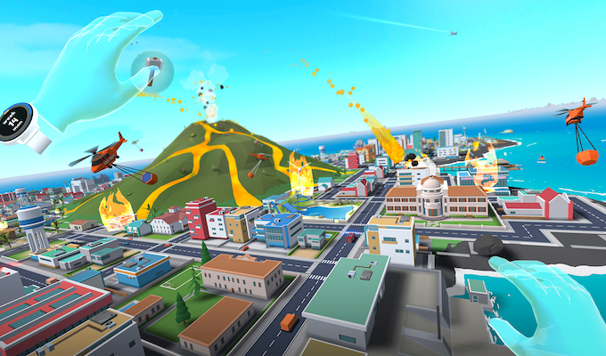 Volcano erupting in Little Cities - best Oculus games