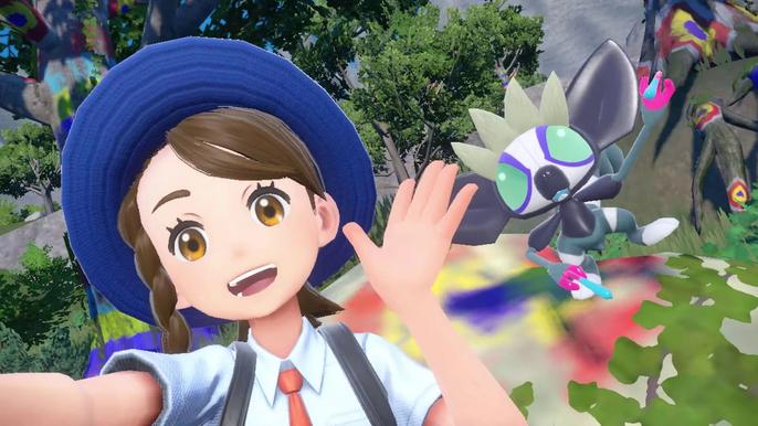 pokemon scarlet and violet 60 fps mod a trainer takes a selfie with her pokemon