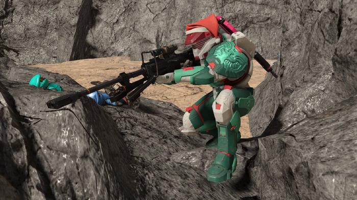 Halo Infinite Christmas Spartan wearing a Santa hat, sniping on Blood Gulch next to Tucker and Church from Red vs Blue 