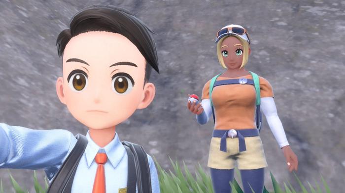 pokemon has a snu snu problem a player's avatar takes a selfie with a buff woman