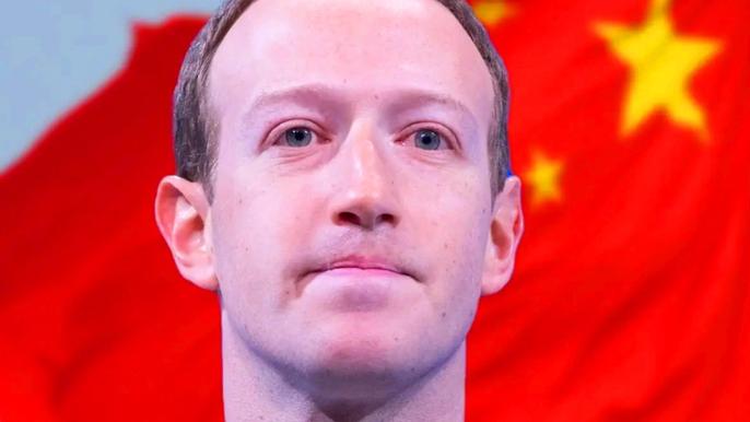 taverse-investment; Mark Zuckerberg on top of Chinese flag 