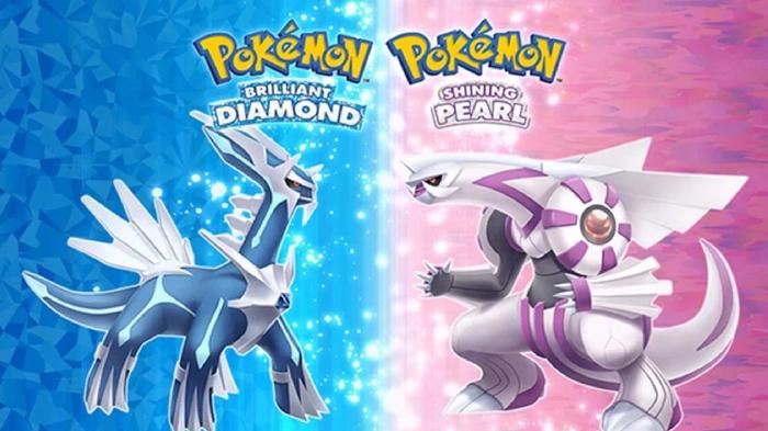 The keyart for the remake games Pokémon Brilliant Diamond and Shining Pearl