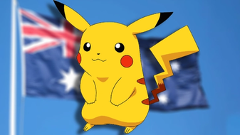 pokemon gen 10 setting australia pikachu stands in front of the australian flag
