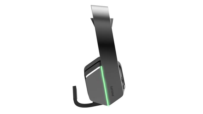 Philips 5000 Series TAG5106 gaming headset in black with a green light around the edge.