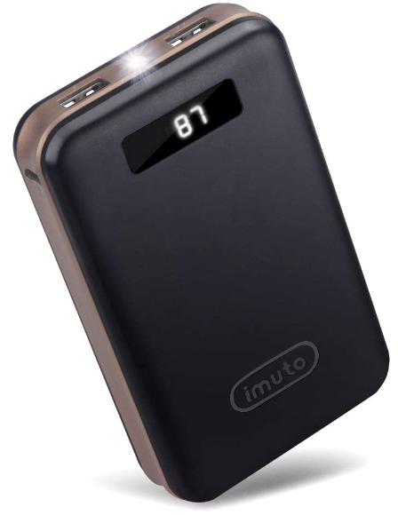 Best budget power bank - imuto black power bank with digital display