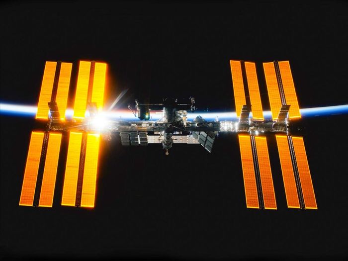 A picture of the International Space Station taken by NASA.  