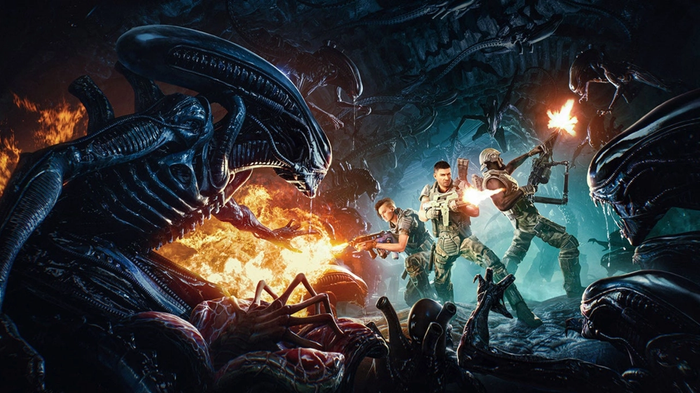 aaa alien game dead space resident evil a xenomorph stalks three soldiers