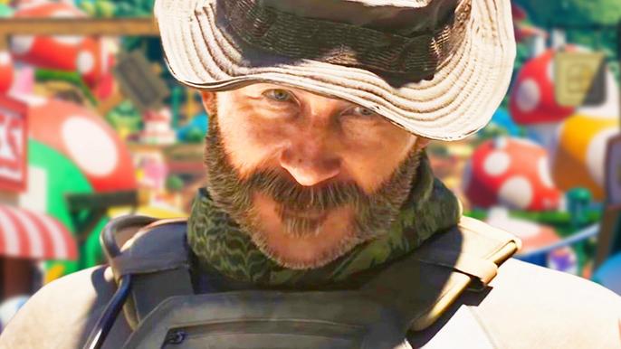 call of duty games are coming to nintendo switch captain price poses with the mushroom kingdom residents