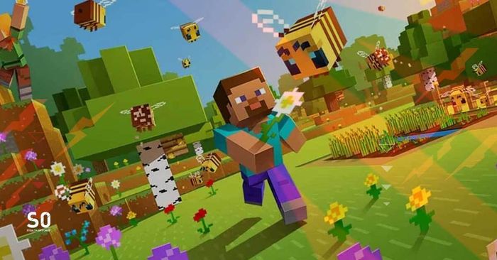 Minecraft figure chasing a bee - Does Minecraft need Wi-Fi