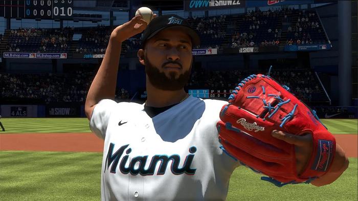 MLB The Show 23 cross-play athlete pitching ball