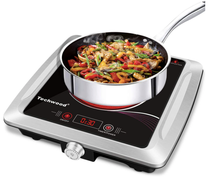 Best portable cooktop - Techwood black and silver non-induction cooktop
