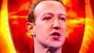 Meta CEO Mark Zuckerberg on top of a red hot fire background 